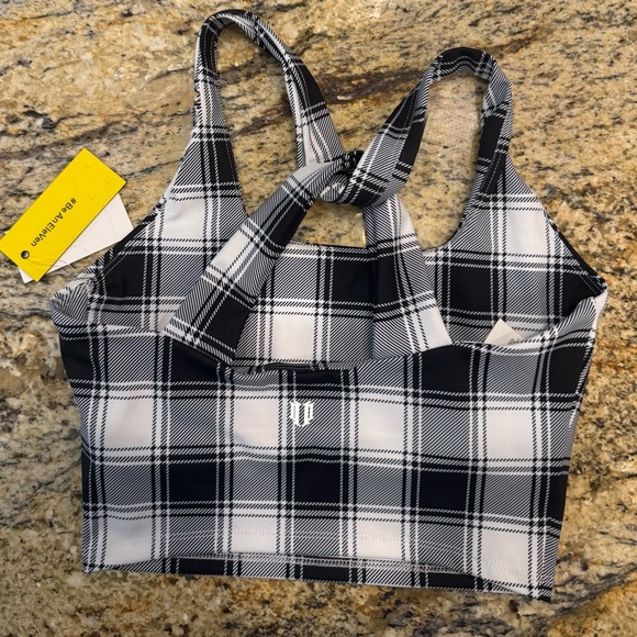 ELEVEN by Venus Williams NWT Black & White Plaid Sports Bra Print Size Small - Picture 2 of 10